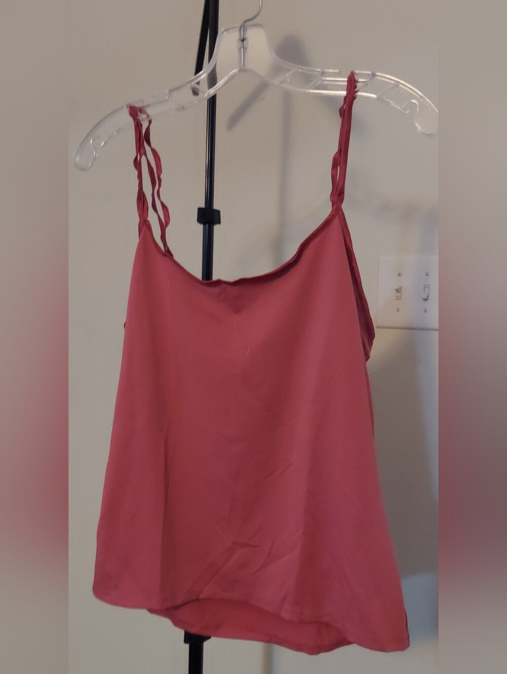 Twist-Strap Rose Pink Satin Camisole